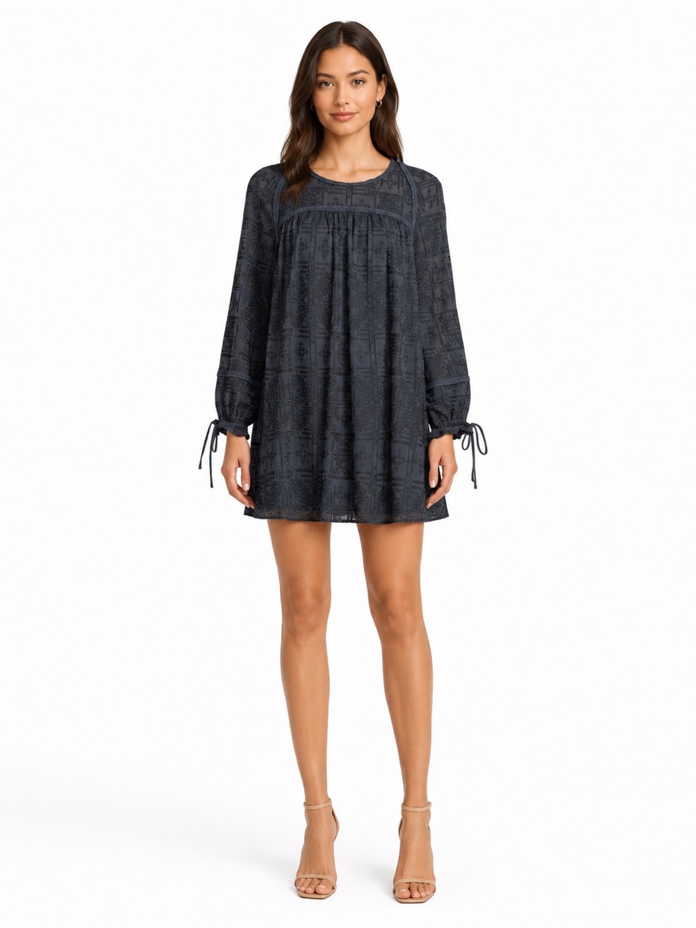 RED CARTER Embroidered Long Sleeve Shift Dress